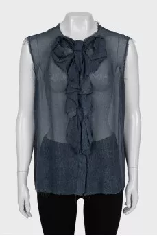 Blue silk blouse
