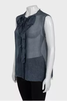 Blue silk blouse
