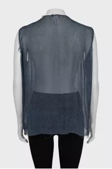 Blue silk blouse