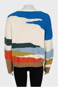 Knitted sweater with print
