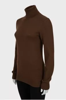 Brown fitted turtleneck