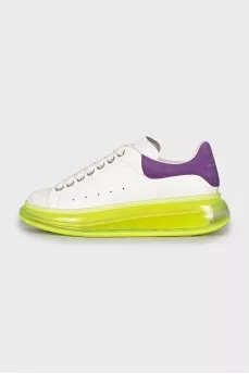 Leather sneakers with green soles