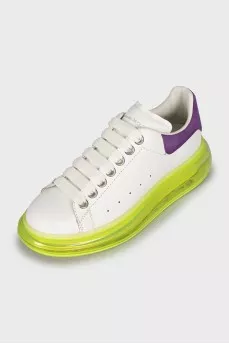 Leather sneakers with green soles