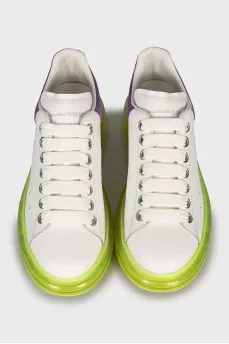 Leather sneakers with green soles