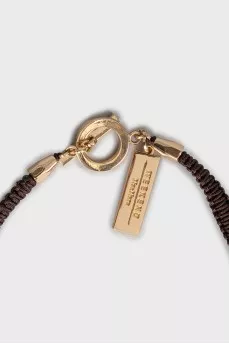Textile necklace with crystals