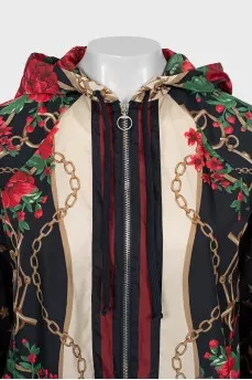 Floral print zip up jacket
