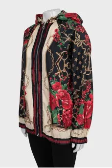 Floral print zip up jacket