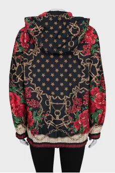 Floral print zip up jacket