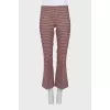 Woolen flared trousers in check