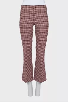 Woolen flared trousers in check
