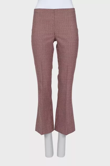 Woolen flared trousers in check