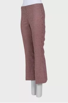 Woolen flared trousers in check