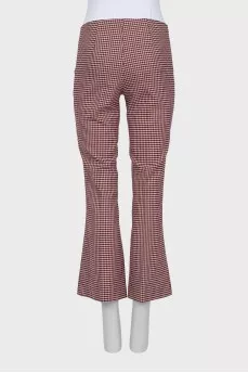 Woolen flared trousers in check