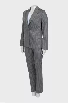 Striped wool and silk trouser suit