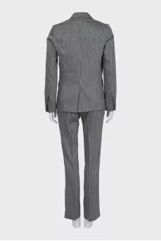 Striped wool and silk trouser suit