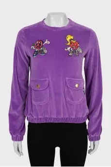 Purple sweatshirt with embroidery