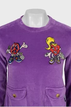 Purple sweatshirt with embroidery