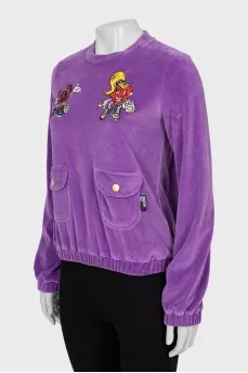 Purple sweatshirt with embroidery