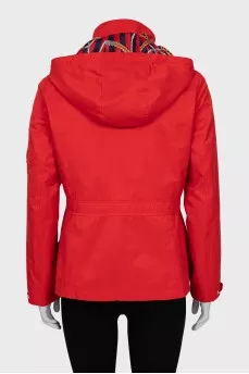 Red jacket with removable hood