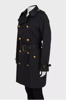 Trench coat with accent buttons