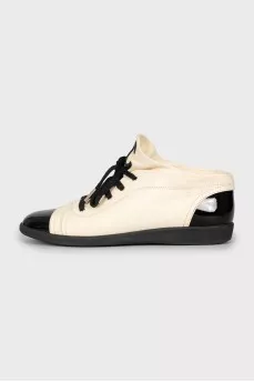 Black and white leather sneakers