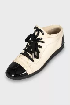 Black and white leather sneakers