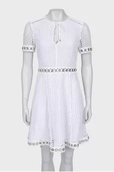 Openwork dress with eyelet