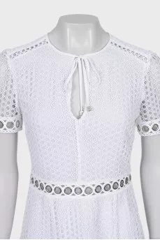 Openwork dress with eyelet