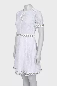 Openwork dress with eyelet