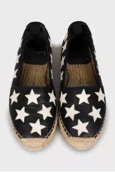 Leather espadrilles with print