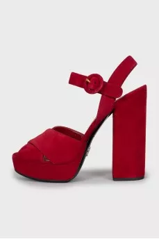 Velvet high heel sandals