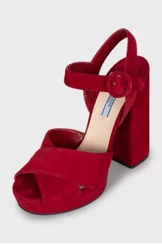 Velvet high heel sandals