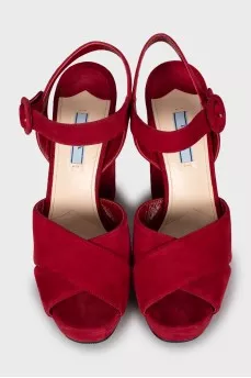 Velvet high heel sandals