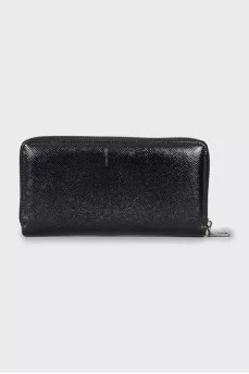 Leather wallet with signature print