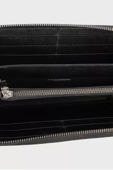 Leather wallet with signature print