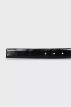 Black leather belt with gold buckle