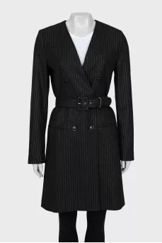 Black striped coat with tag