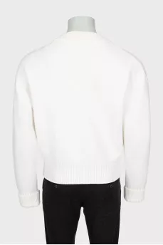 Men's wool cardigan with brand logo