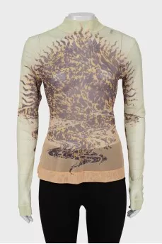 Transparent long sleeve with print