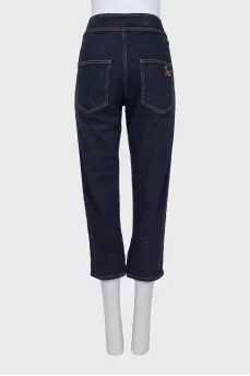 Dark blue cropped jeans