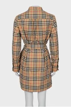 Belted dress in checkered print