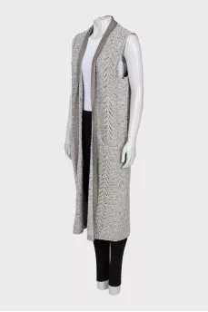 Wool vest with leather trim