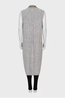 Wool vest with leather trim