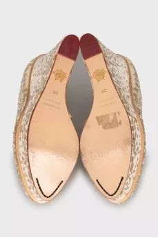 Wedge shoes decorated with sequins