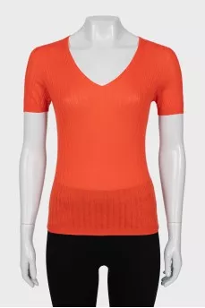 Orange cashmere silk t-shirt