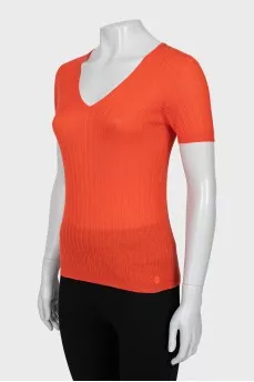 Orange cashmere silk t-shirt