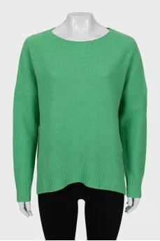 Green knitted cashmere sweater