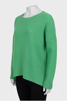 Green knitted cashmere sweater