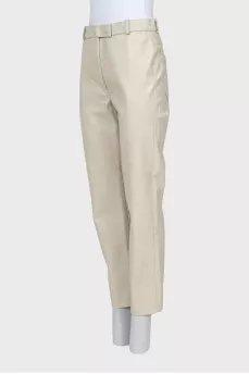Beige eco-leather trousers