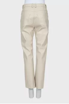 Beige eco-leather trousers